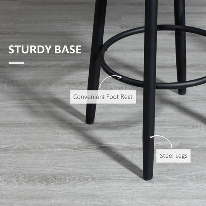 Bar Stools with Metal Legs and Footrest, Light Grey (Set of 2)