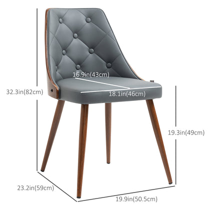 Modern PU Leather Dining Chairs with Steel Legs - Grey (Set of 2)