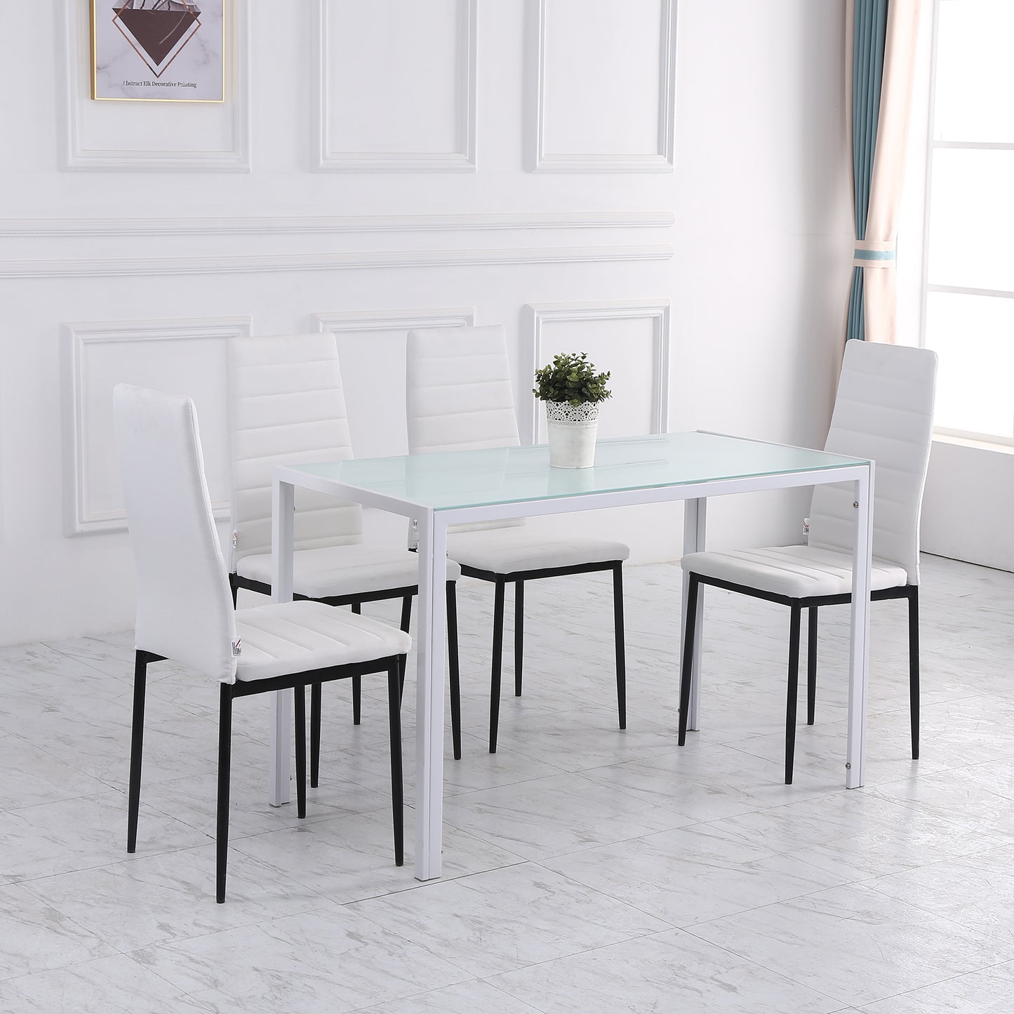 Modern Bar Stools with Backrest, White (Set of 2)