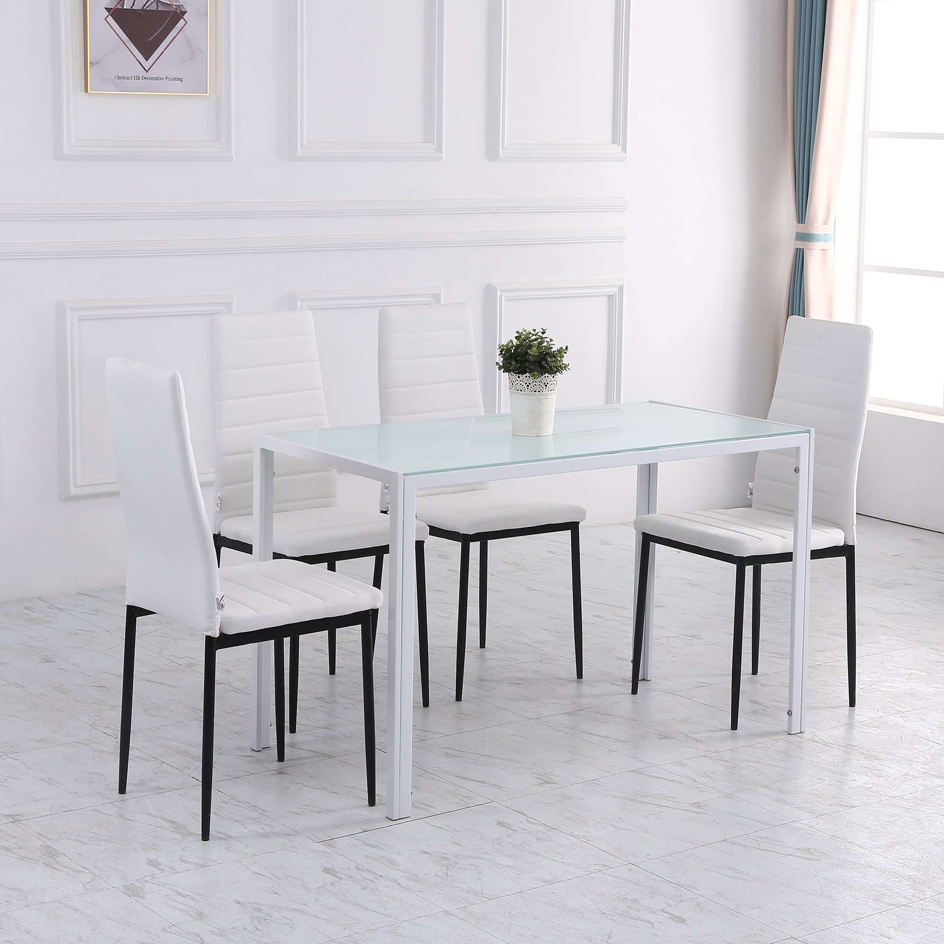 Modern Bar Stools with Backrest, White (Set of 2)