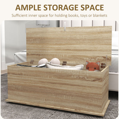 39.5" Storage Chest Bench with Flip-Top Lid, Oak