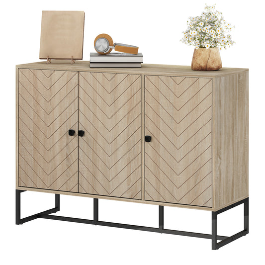 Modern Sideboard with Chevron Doors, Oak