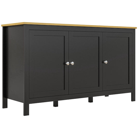 Sideboard Buffet Cabinet with Adjustable Shelves, Black and Natural