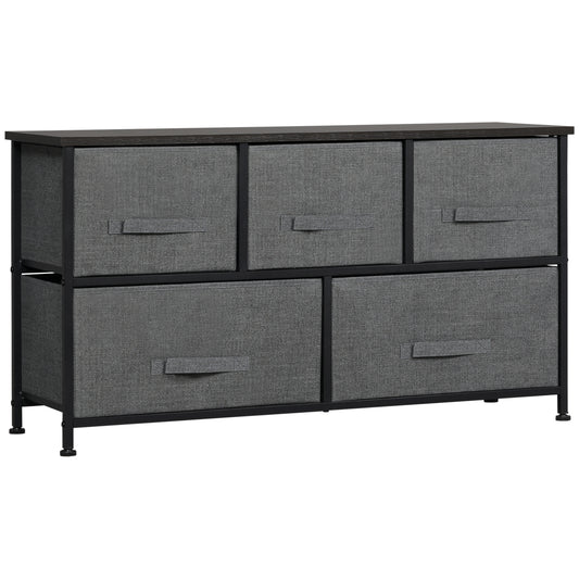 5-Drawer Fabric Storage Tower, Dark Grey