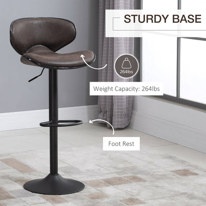 Adjustable Height Swivel Bar Stools with Leathaire Upholstery, Espresso (Set of 2)
