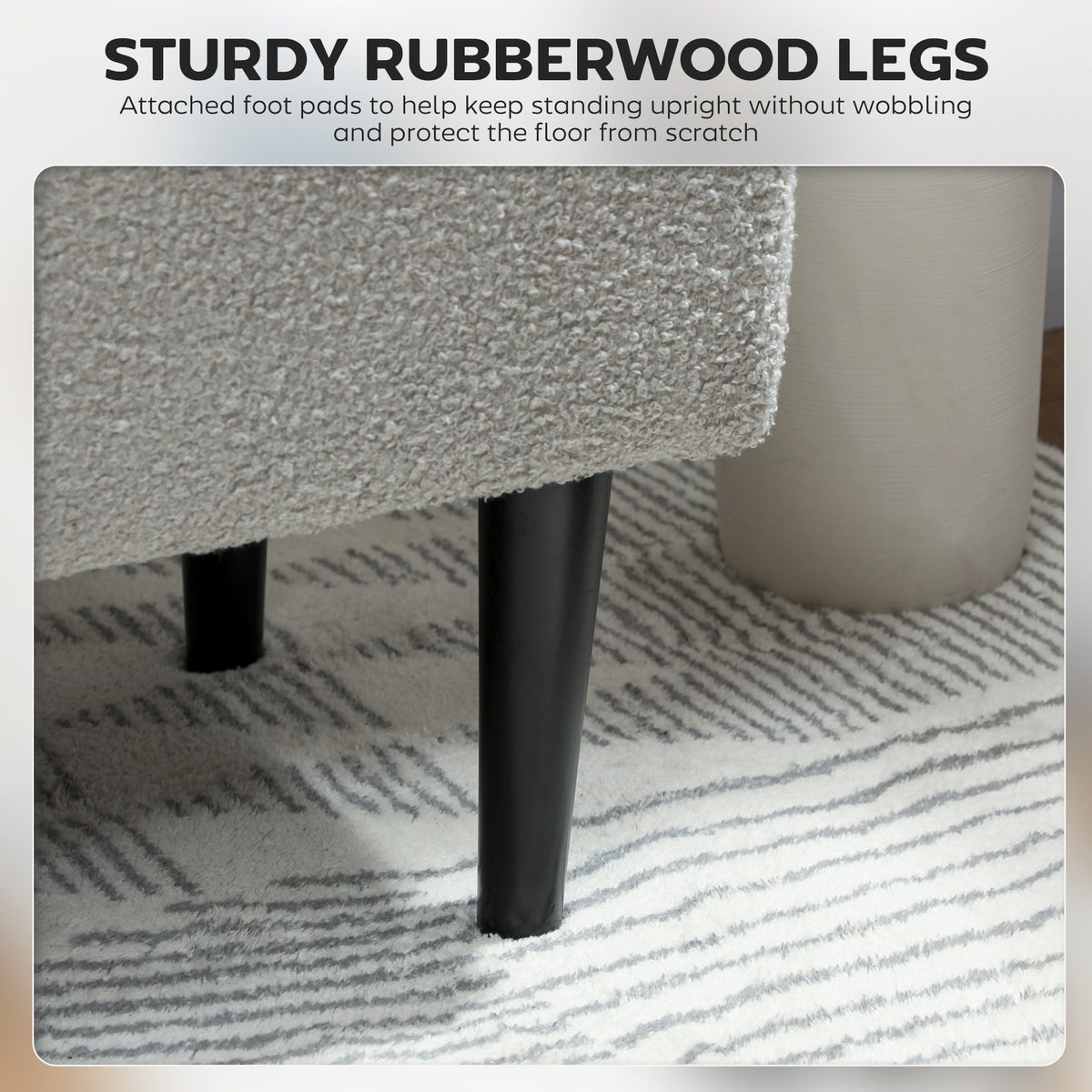 Lambs-Wool-Style Teddy Velvet Storage Ottoman Bench, Grey - view 4