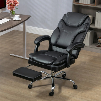 6-Point Vibration Massage Office Chair with Heating and Footrest, Black
