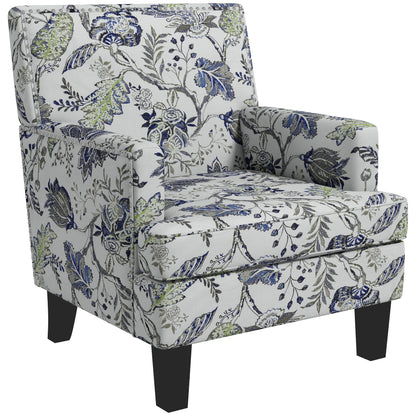 Upholstered Armchair, Mid-Century Accent Chair with Floral Pattern, Multicolor