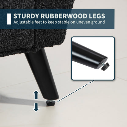 Upholstered Storage Bench with Arms, Black