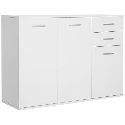 High Gloss Sideboard Buffet with Drawers and Doors, White