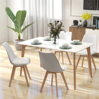 Modern Dining Chairs Set of 4 with PU Leather Cushions - White