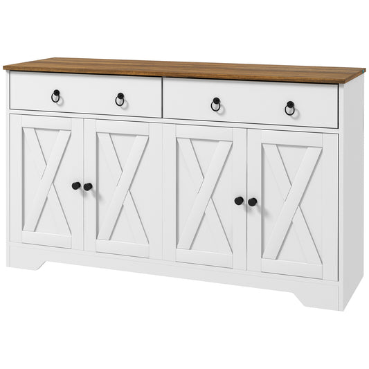 Kitchen Sideboard Cabinet with Barn Doors, White