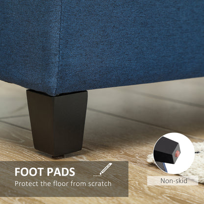Rectangular Tufted Storage Bench with Wood Feet, Blue