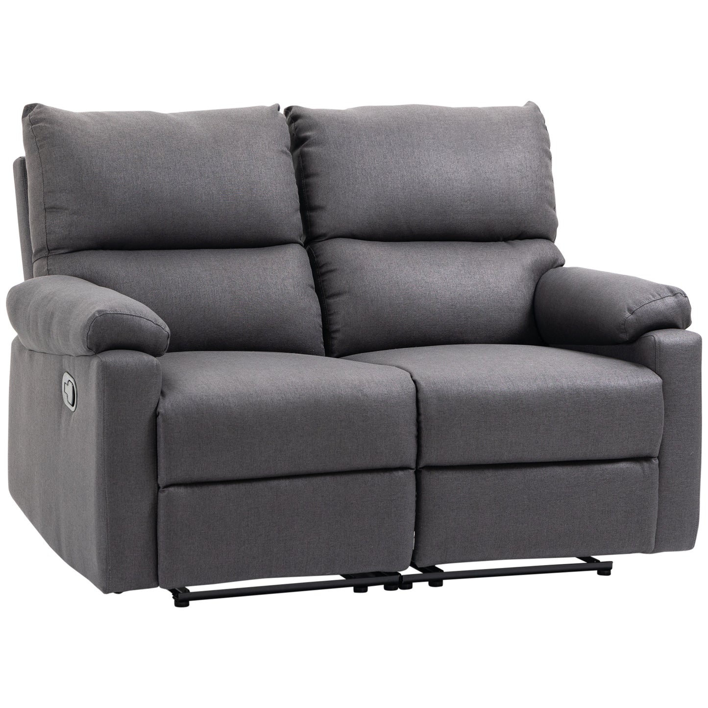 Manual Reclining Loveseat with Footrest, Dark Grey