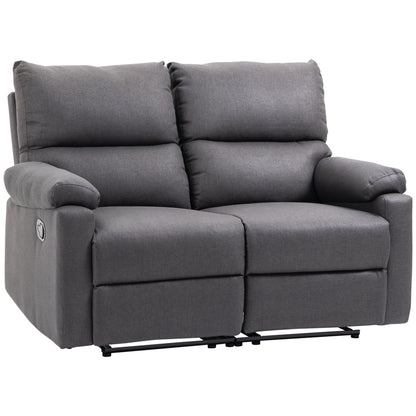 Manual Reclining Loveseat with Footrest, Dark Grey
