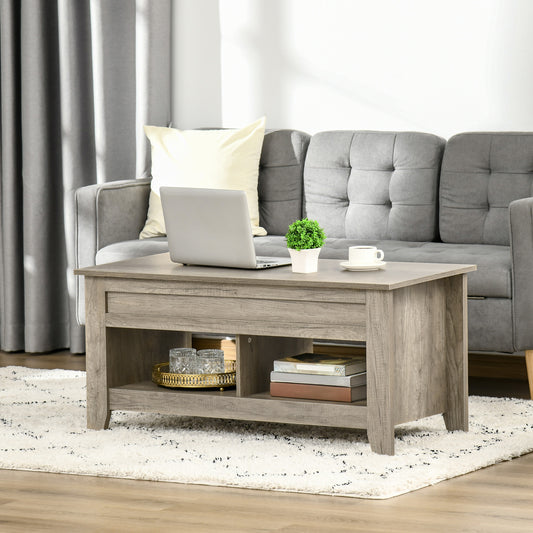 Lift Top Coffee Table with Hidden Storage, Oak Effect