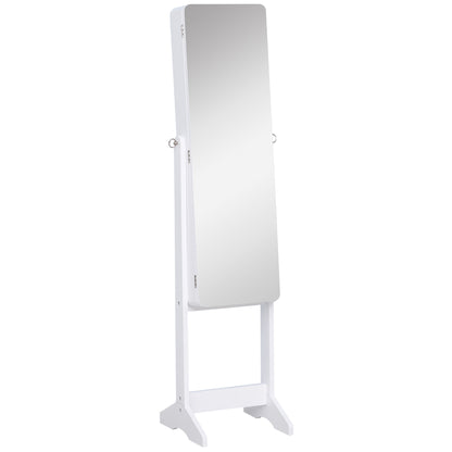 Freestanding LED Lighted Jewelry Armoire with Full-Length Mirror, White