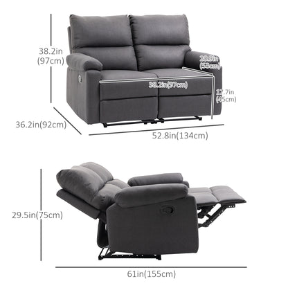 Manual Reclining Loveseat with Footrest, Dark Grey