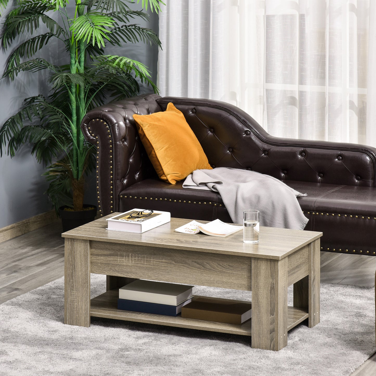 Round Nesting Coffee Table Set with Steel Frame, Grey