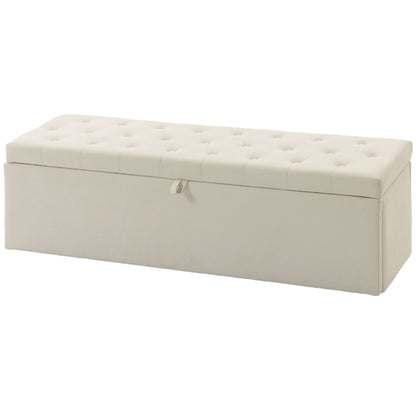 Upholstered Storage Bench with Wood Legs, Beige