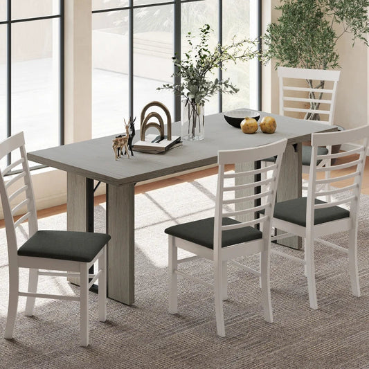 Industrial Kitchen Table for 8 People - Gray Wood Finish