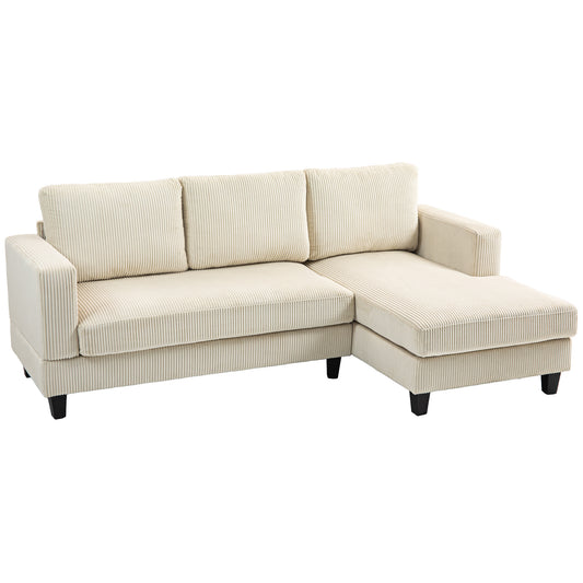 L-Shaped Sofa with Chaise Lounge, Beige