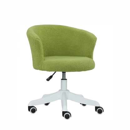 Adjustable Height Swivel Office Chair with Teddy Fleece Upholstery, Light Green