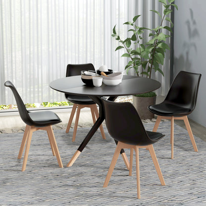 Modern Dining Chairs Set of 4 with PU Leather Cushions - Black