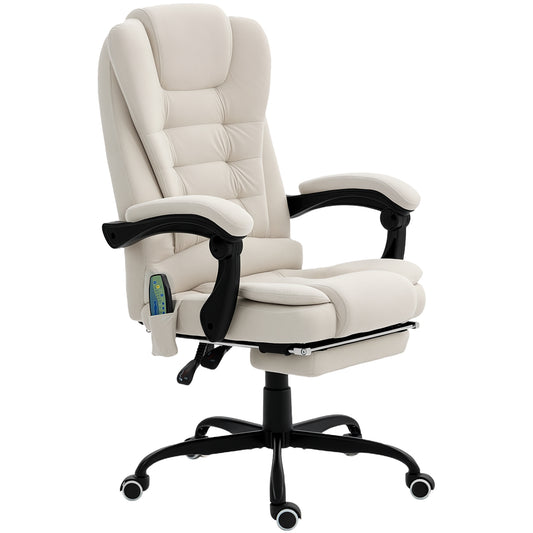 Vinsetto 7 Point Vibrating Massage Chair, Reclining Office Chair With Footrest, Reclining Back, Adjustable Height, Beige