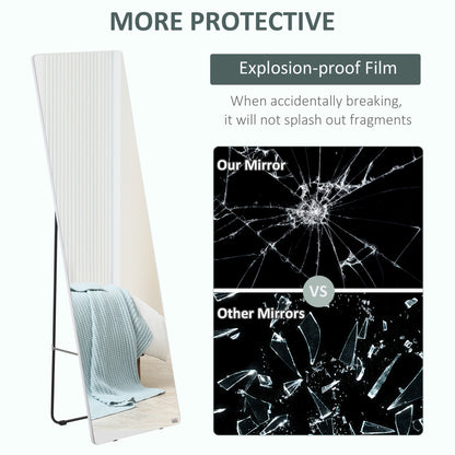Full Length Rectangular Mirror with Silver Frame, 63" x 18", Multi-Position Design