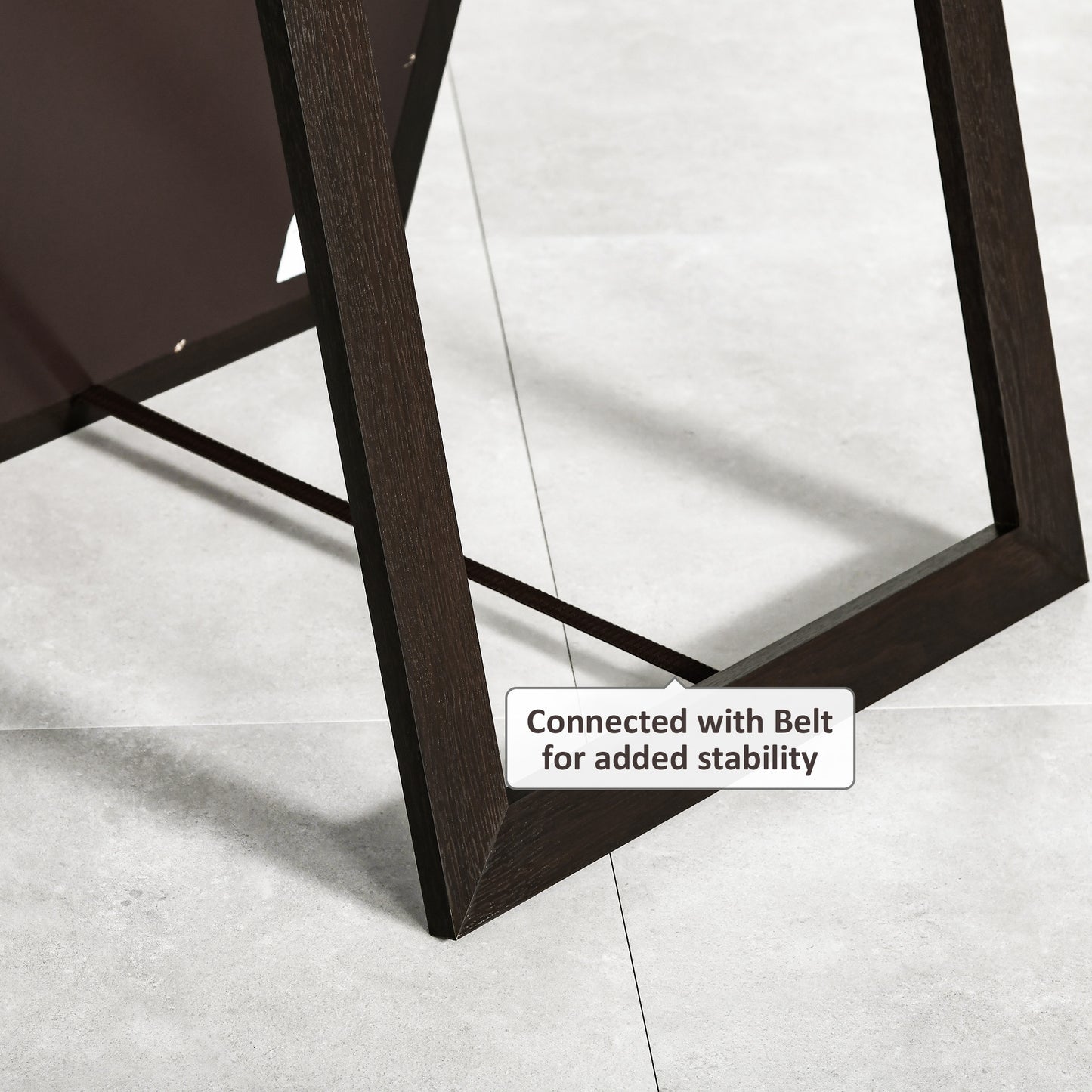 Full Length Rectangular Mirror with Brown Frame, 58" x 20", Floor Standing Design