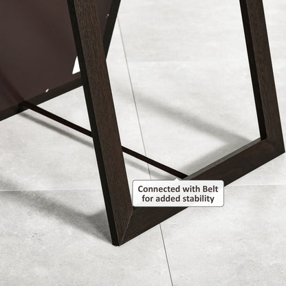 Full Length Rectangular Mirror with Brown Frame, 58" x 20", Floor Standing Design