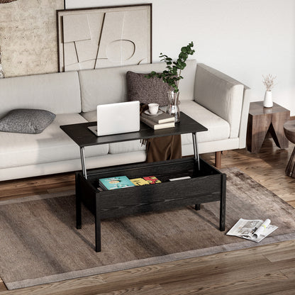 39" Lift Top Coffee Table with Hidden Storage, Black