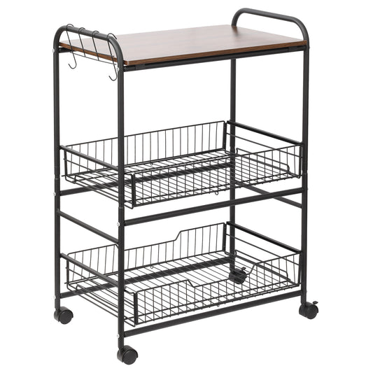 Rolling Kitchen Utility Cart with Basket Drawers