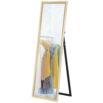 Full Length Floor Mirror with Dark Wood Grain Frame, 64" x 21", Multi-Position Design
