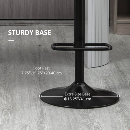 Adjustable Height Swivel Bar Stools with Tufted PU Leather, Black (Set of 2)