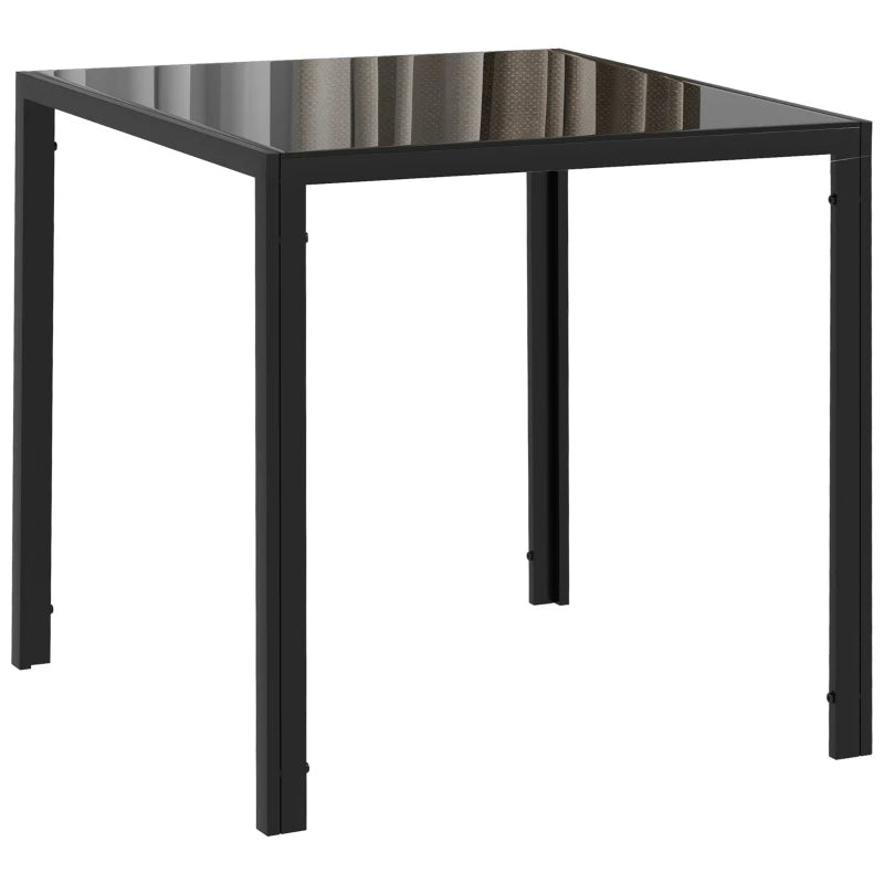 Square Glass-Top Dining Table for 2-4 People - Black