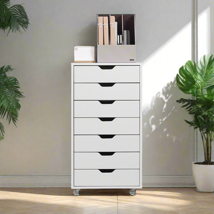 7-Drawer Mobile Storage Cabinet for Home Office - White