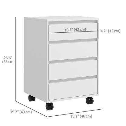 4 Drawer File Cabinet, Vertical Filing Cabinet with Wheels, Modern Printer Stand for Home Office, White