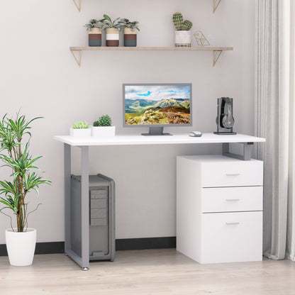 47" Computer Desk with Reversible 3-Drawer Cabinet, White