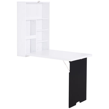 Wall Mounted Fold-Out Desk with Storage and Writing Board