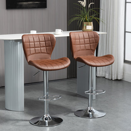Adjustable Swivel Counter Stools with PU Leather, Brown (Set of 2)