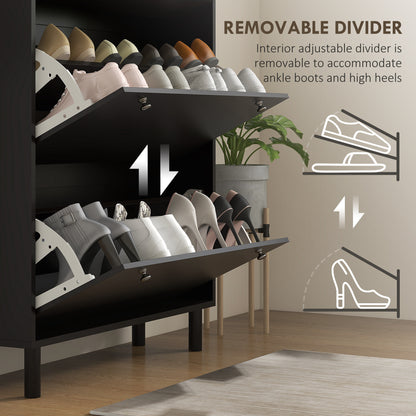 Shoe Storage Cabinet, for 24 Pairs, Black