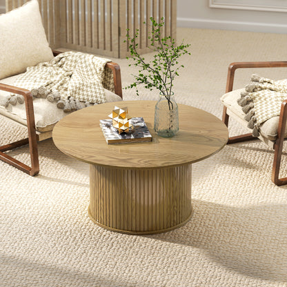 Modern Coffee Table with Storage Shelf, Oak