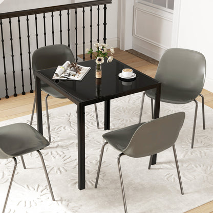 Square Glass-Top Dining Table for 2-4 People - Black