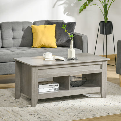 Lift Top Coffee Table with Hidden Storage, Light Gray