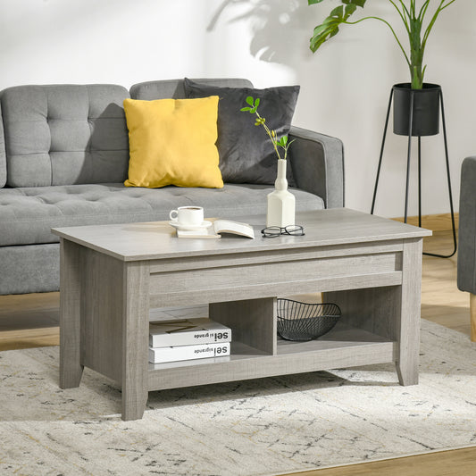 Lift Top Coffee Table with Hidden Storage, Light Gray