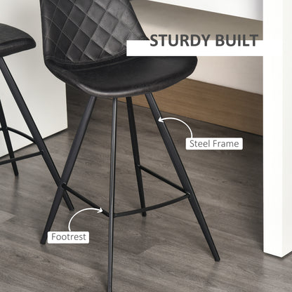 Bar Stools with Microfiber Upholstery, Black (Set of 2)