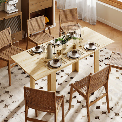 Modern Extendable Dining Table for 6-8 People - Natural Wood