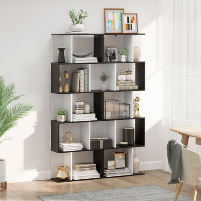 Modern 5-Tier S-Shaped Display Bookcase, Black